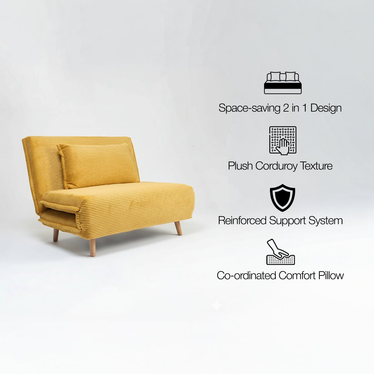 Elara Corduroy Sofa Cum Bed