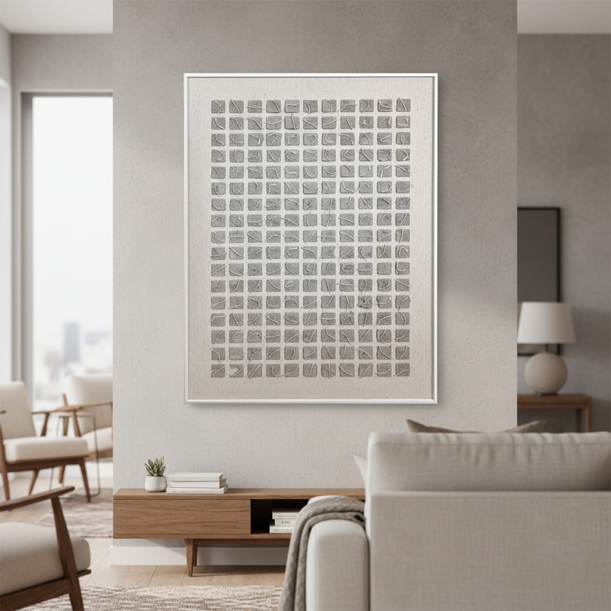 The 10x10 Grid Handmade Textured Wall Painting