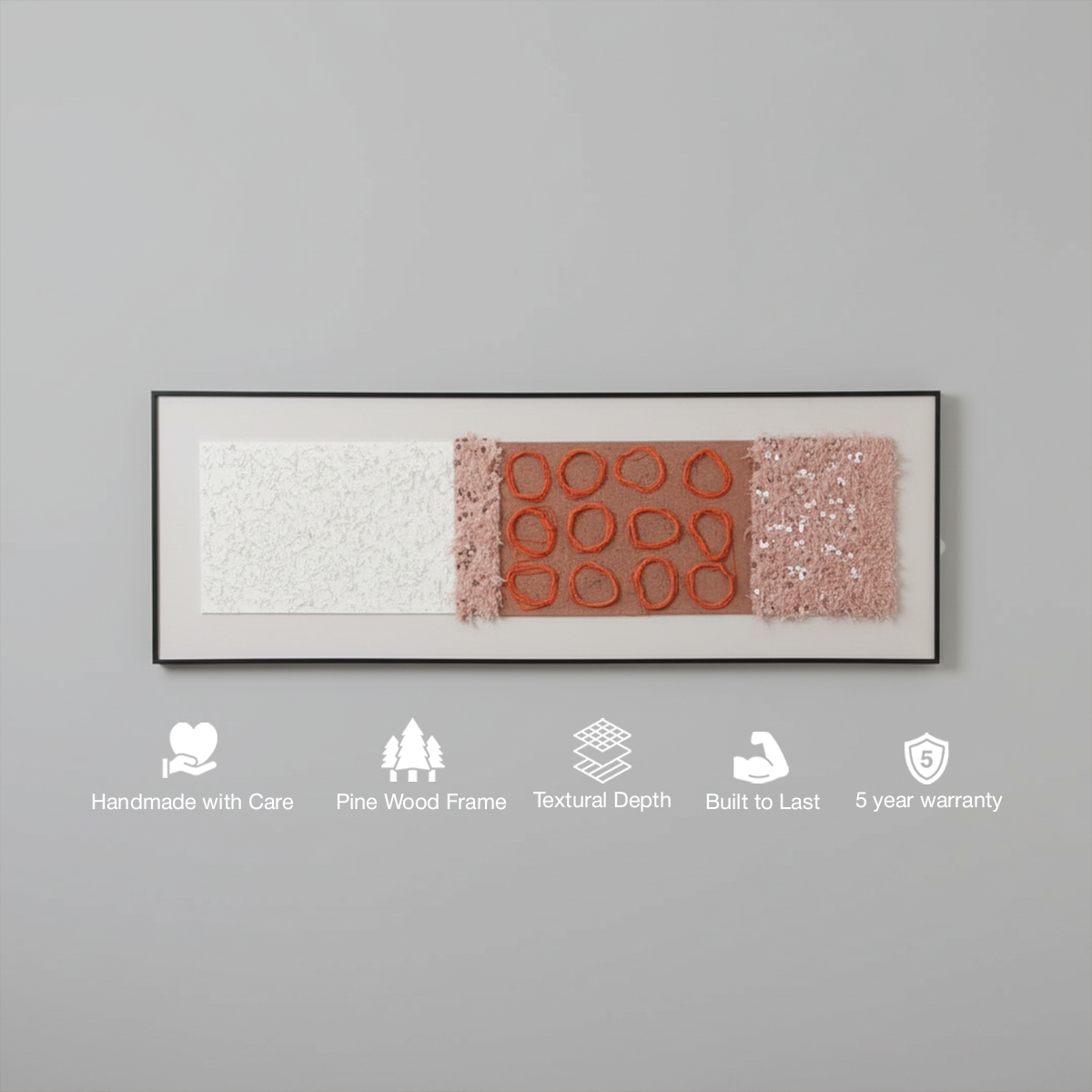 Serenity Tactile Trio Handmade 3D Textured Wall Painting