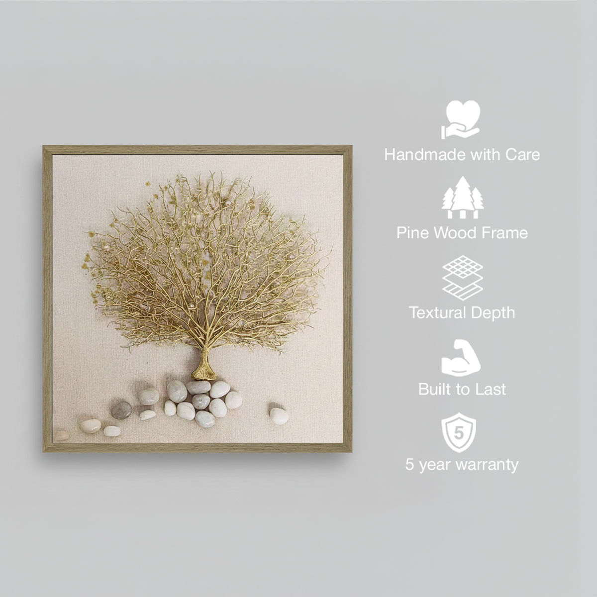 Golden Aura Handmade 3D Textured Wall Painting