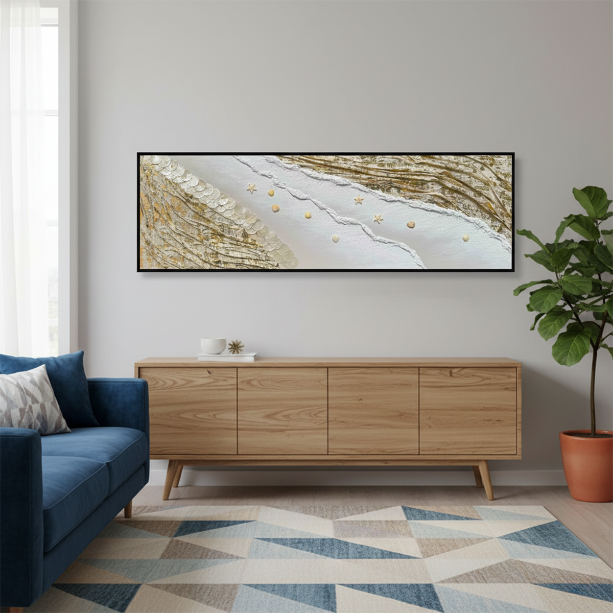Golden Tide Handmade 3D Textured Wall Painting
