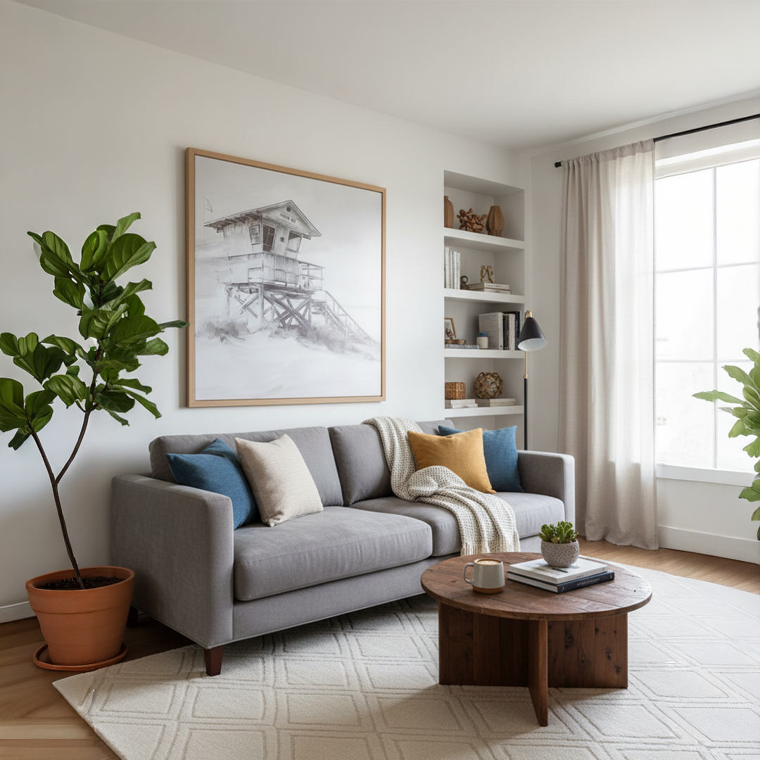 Shoreline Sentinel Handmade Textured Wall Painting