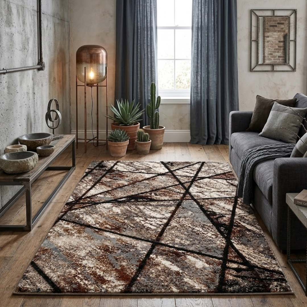 Terra Grid Textured Area Rug