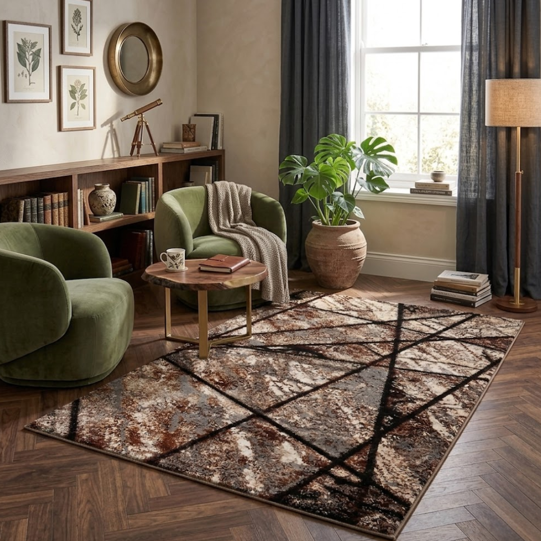 Terra Grid Textured Area Rug