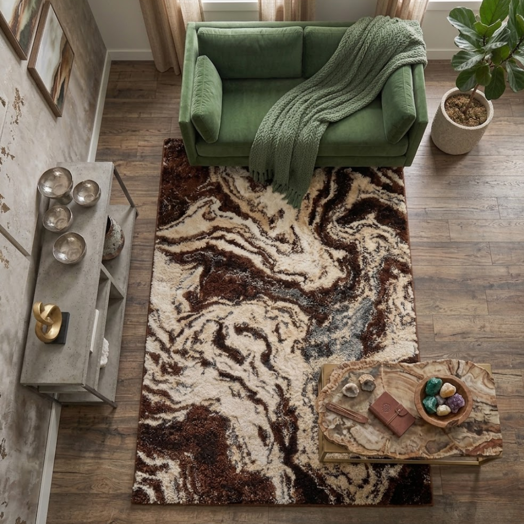 Abstract Marble Fluid Rug