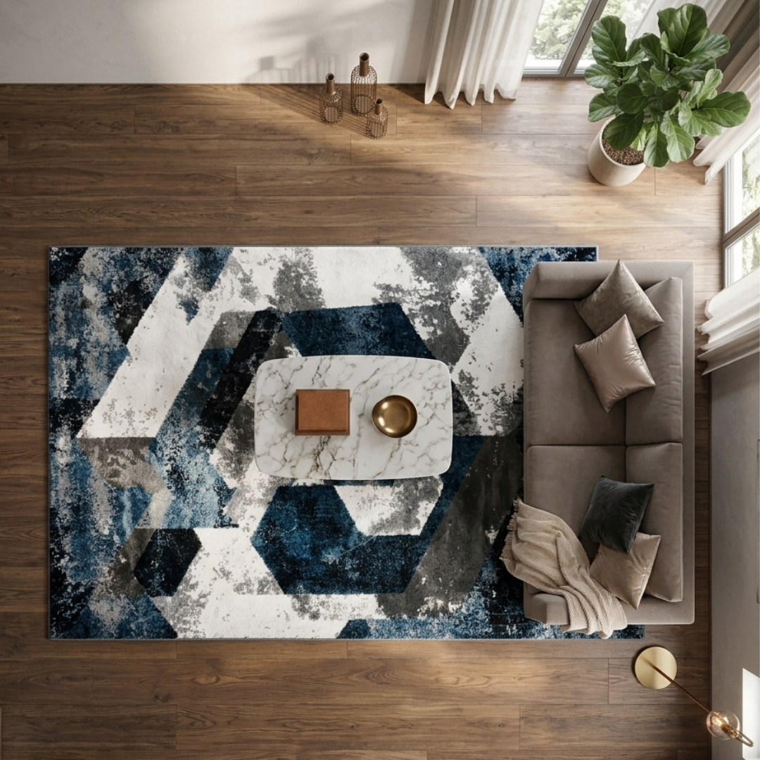 Indigo Tide Abstract Rug