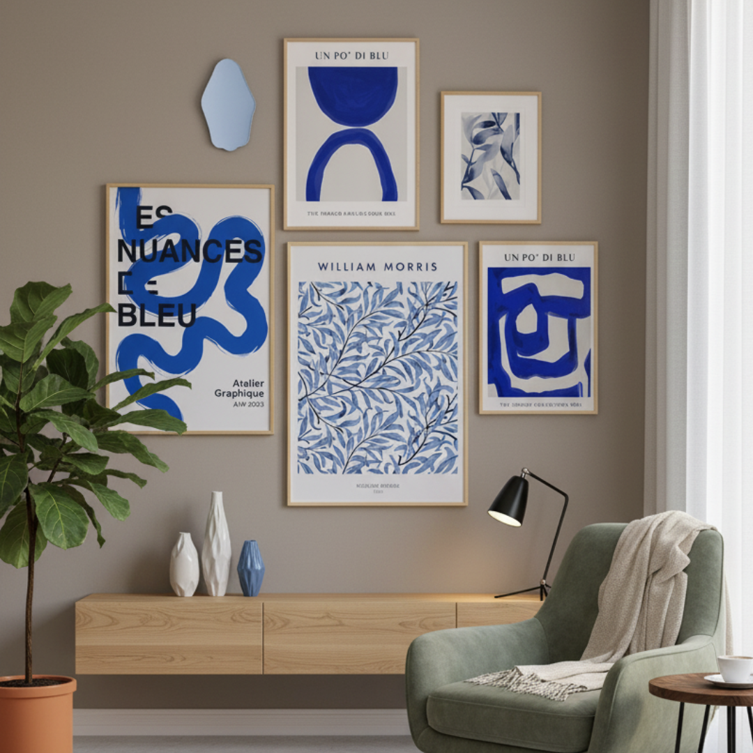 Bleu Reverie Digital Wall Paintings (Set of 5)