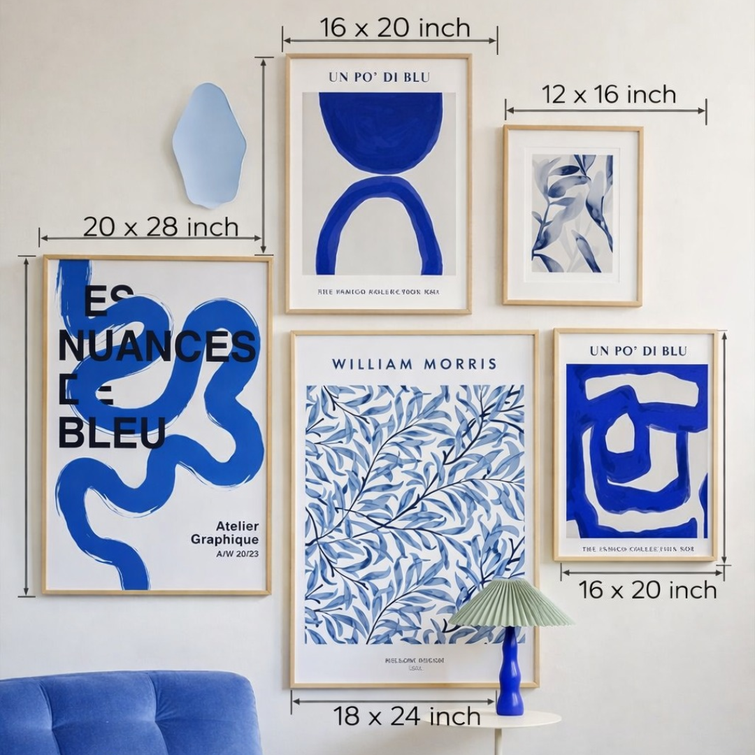 Bleu Reverie Digital Wall Paintings (Set of 5)