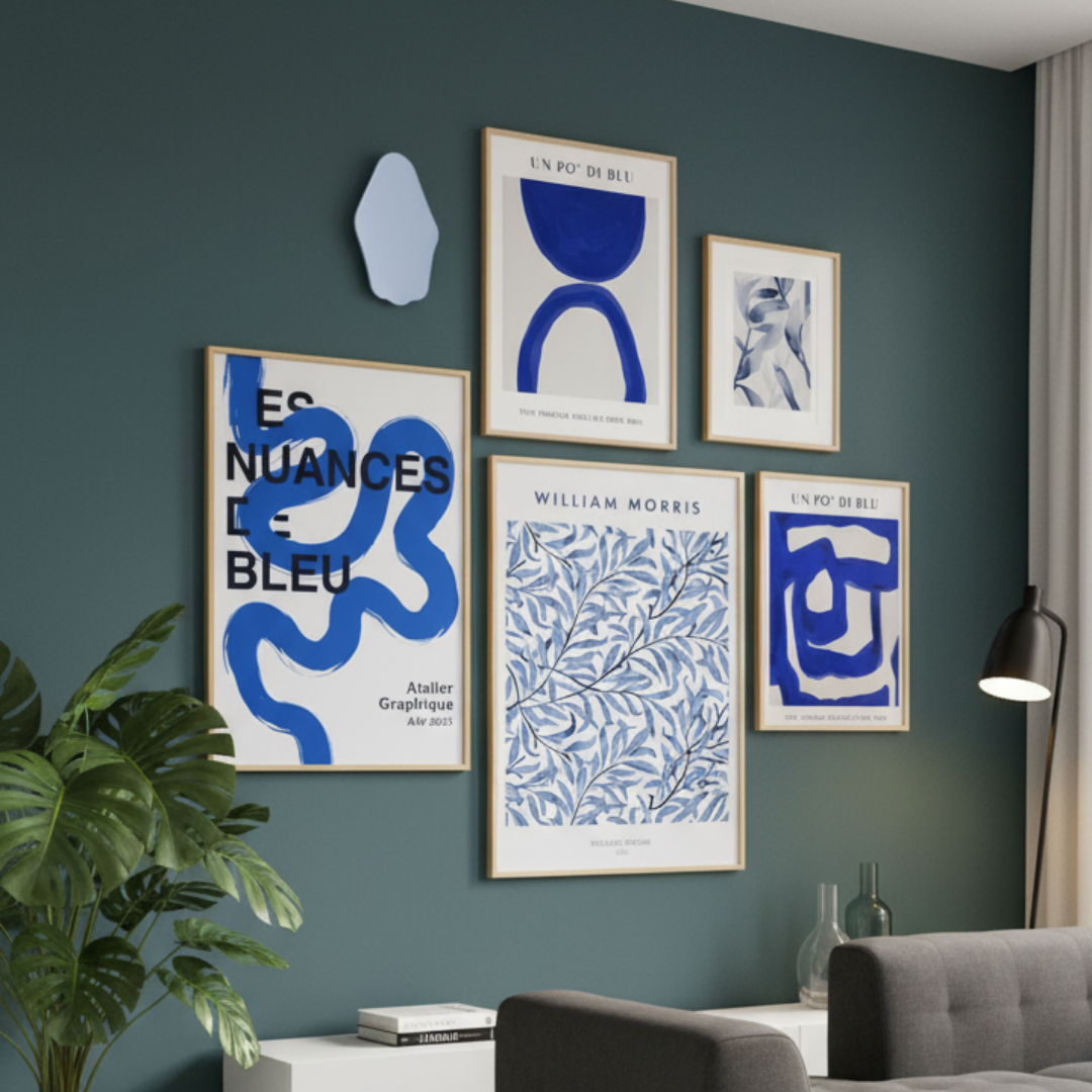 Bleu Reverie Digital Wall Paintings (Set of 5)
