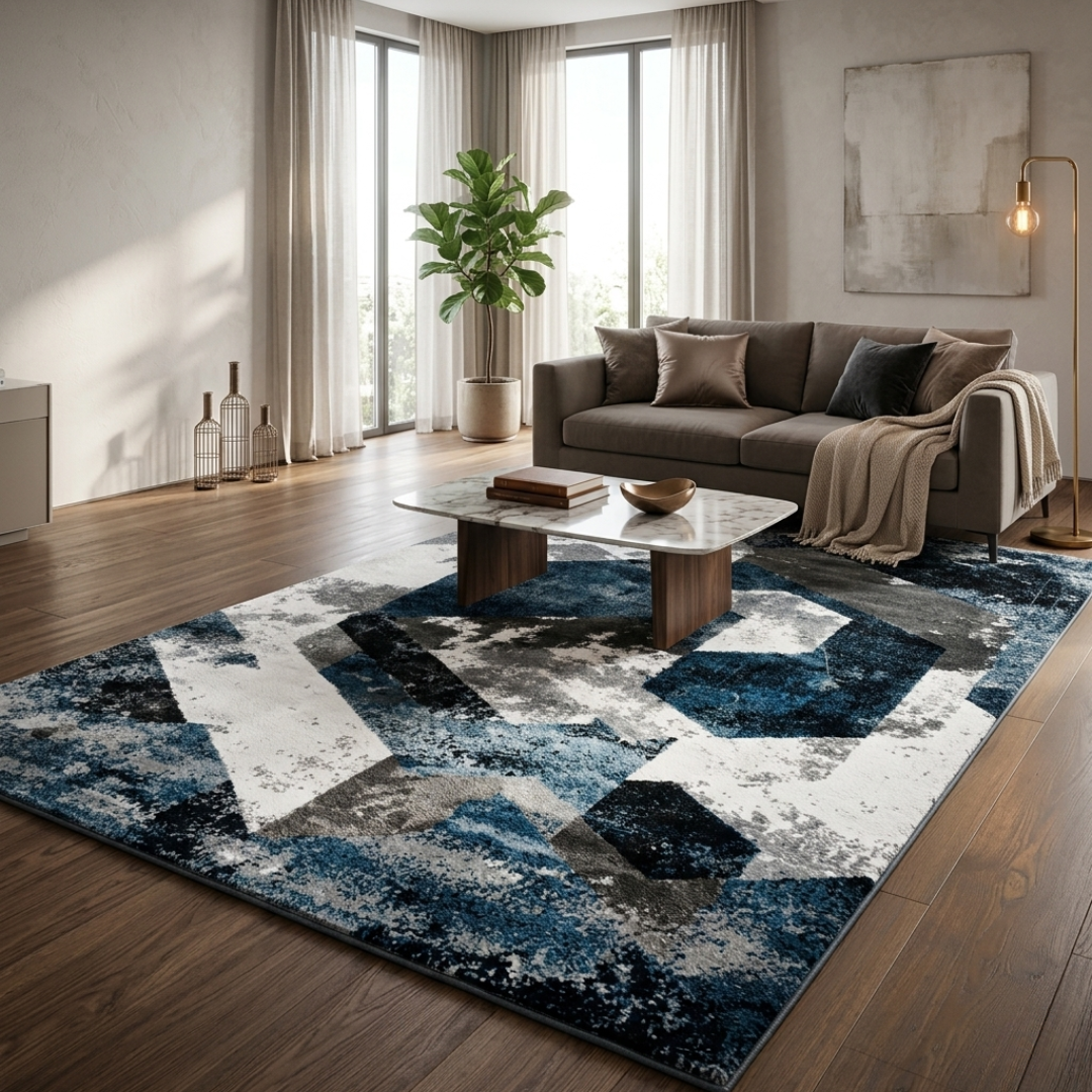Indigo Tide Abstract Rug
