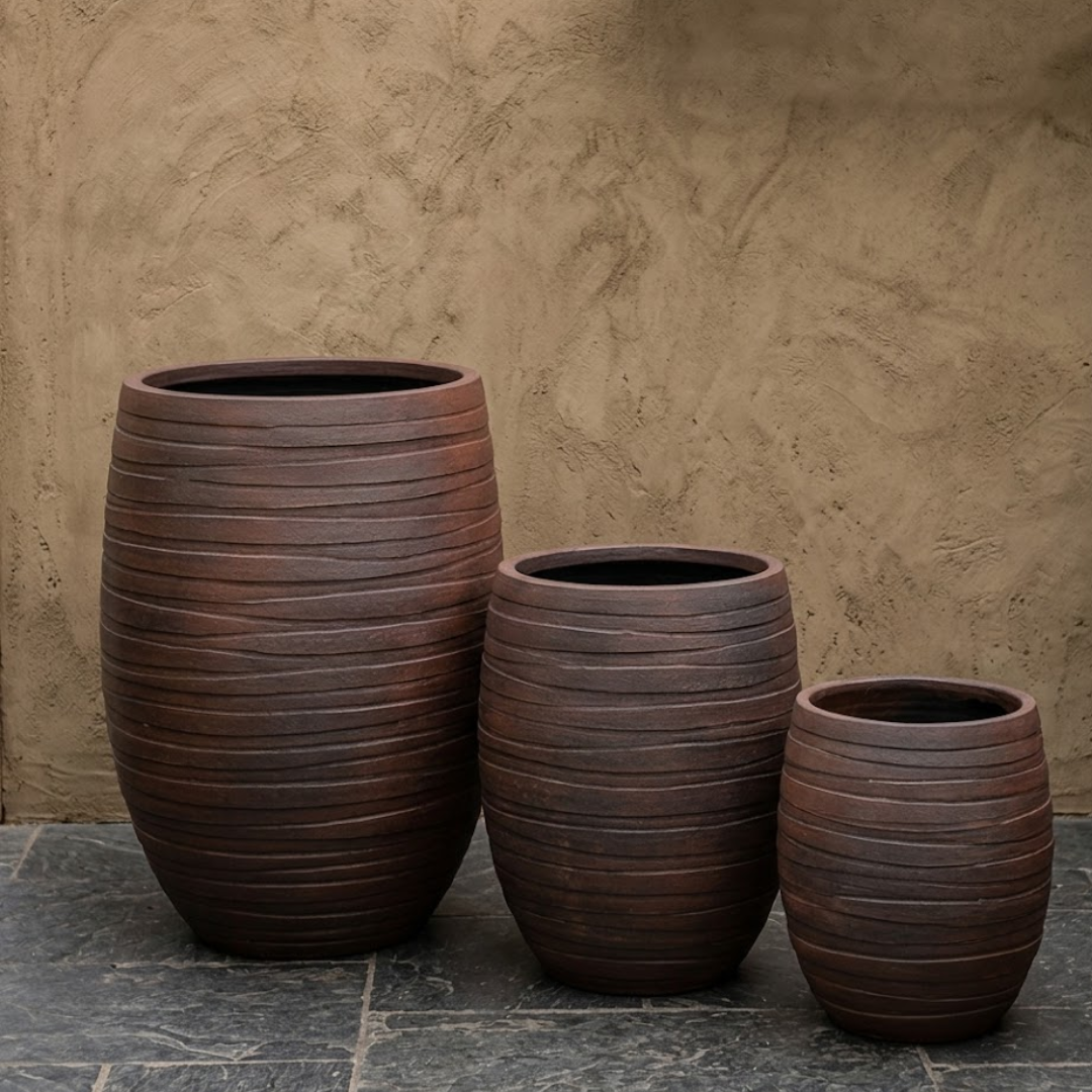 Terra Ribbed Barrel Planter