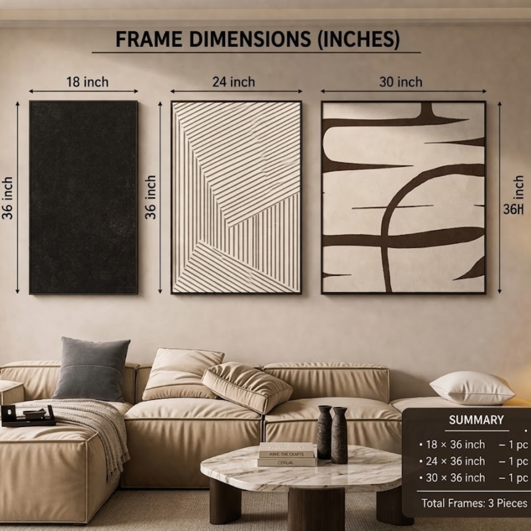 Noir Textura Digital Wall Painting (Set of 3)