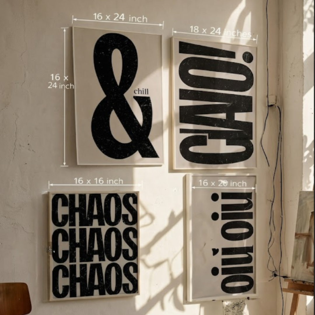 Urban Echo Typography Digital Wall Paintings (set of 4)