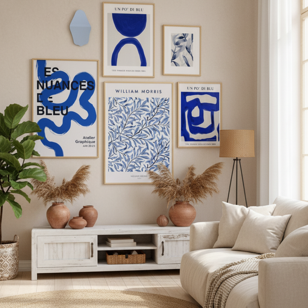 Bleu Reverie Digital Wall Paintings (Set of 5)