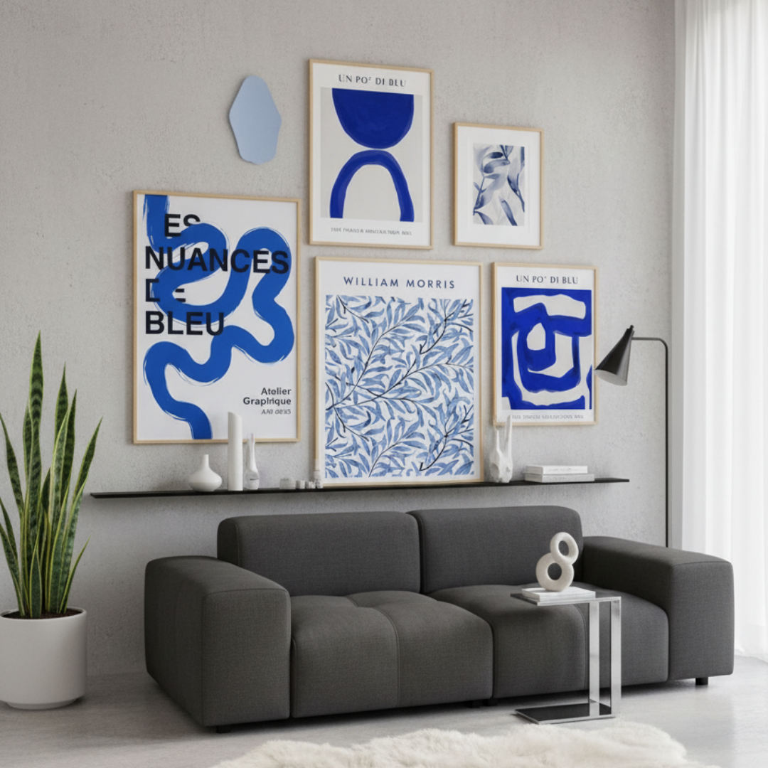 Bleu Reverie Digital Wall Paintings (Set of 5)