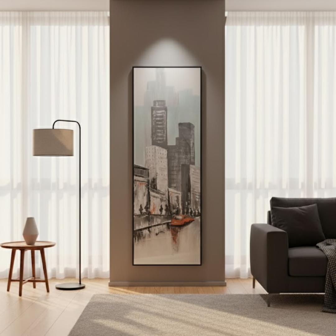 Urban Reverie Cityscape Handmade Textured Wall Painting