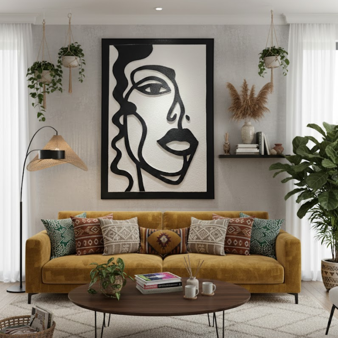 Enigmatic Gaze Handmade 3D Textured Wall Painting