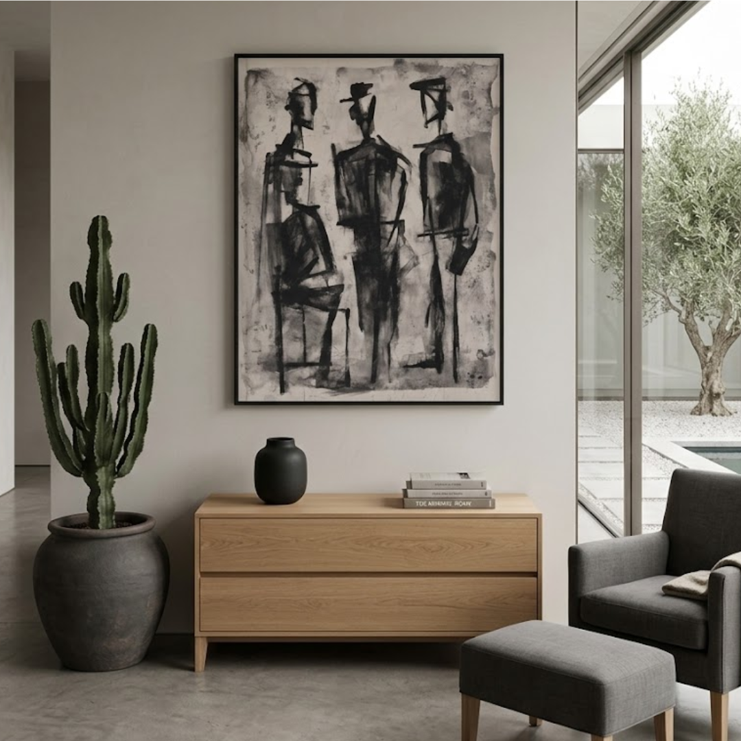 Silent Dialogue Figurative- Handmade Wall Painting