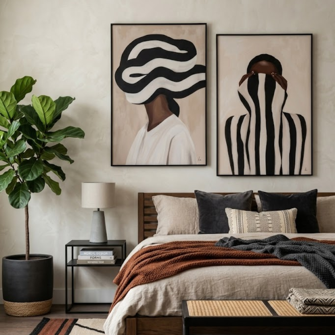 Noir Nomad Digital Wall Painting (Set of 2)
