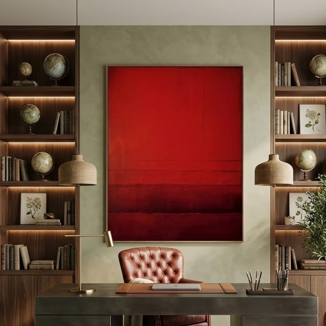 Solstice Whimsy Red Abstract Digital Wall Painting