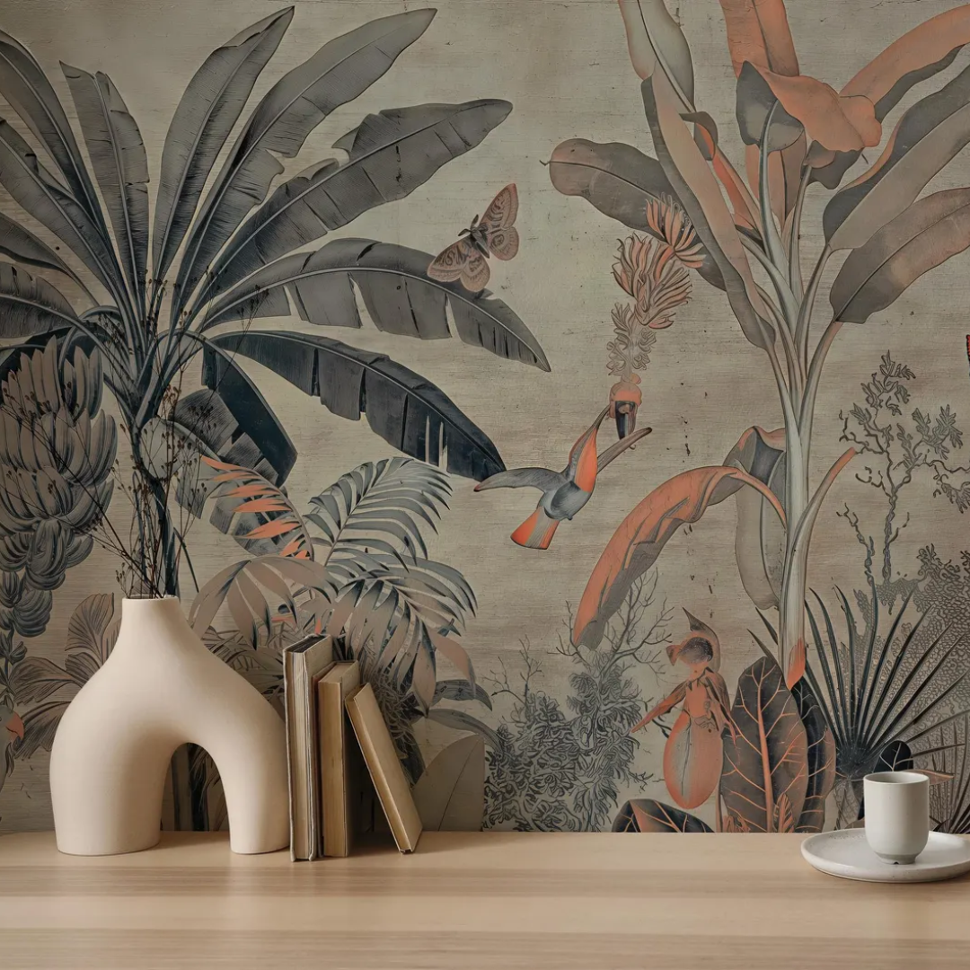 Vintage Tropical Elegance Wallpaper
