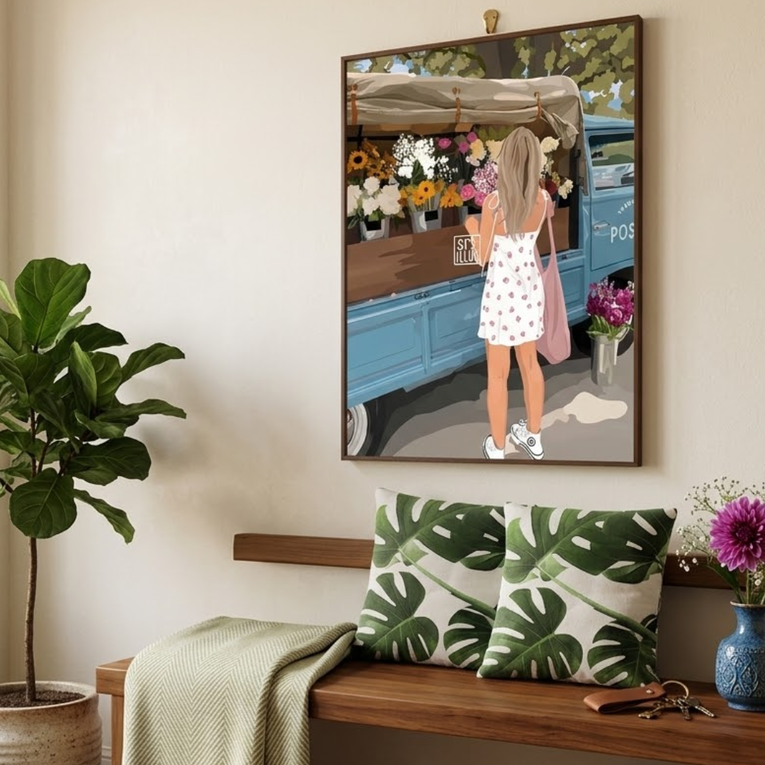 Flower Market Stop Digital Wall Painting