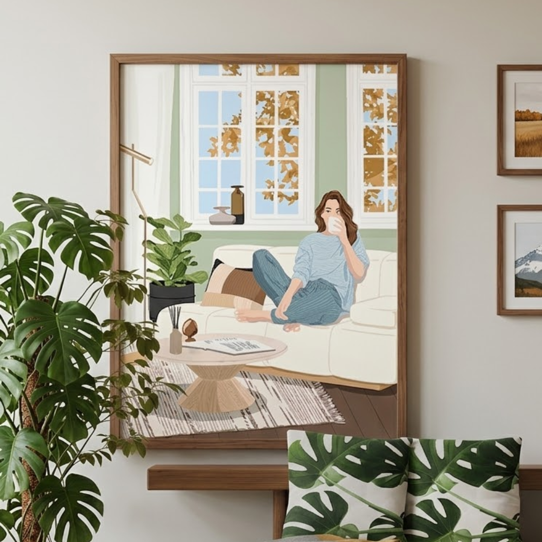 A Day Indoors Digital Wall Painting