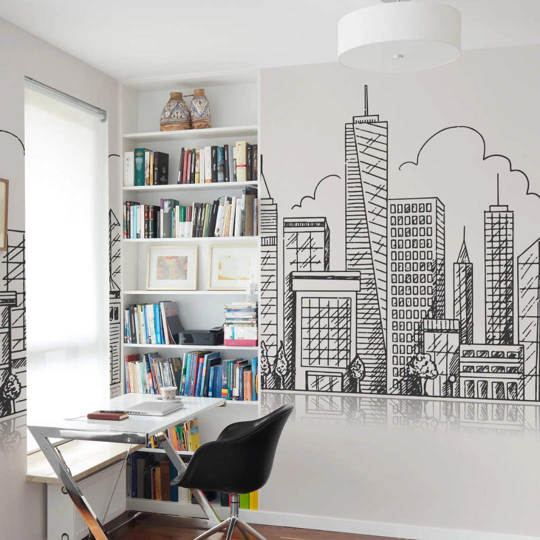 Noir Skyline Sketch Wallpaper