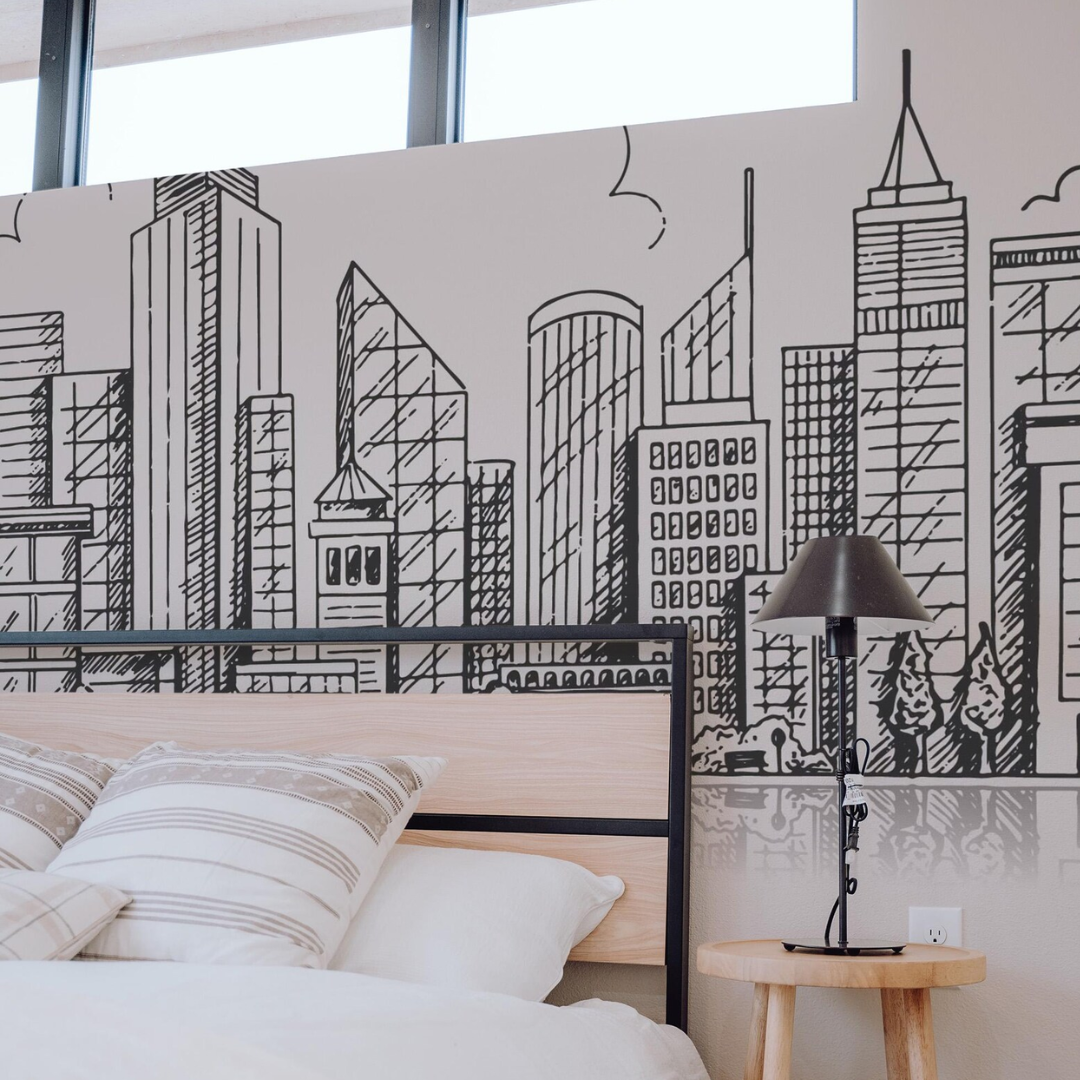 Noir Skyline Sketch Wallpaper