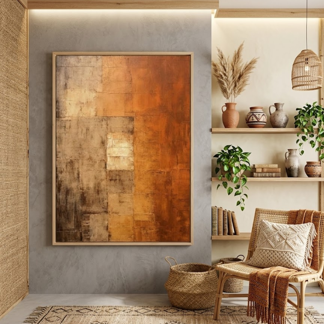 Terracotta Horizon Handmade & Digital Wall Painting