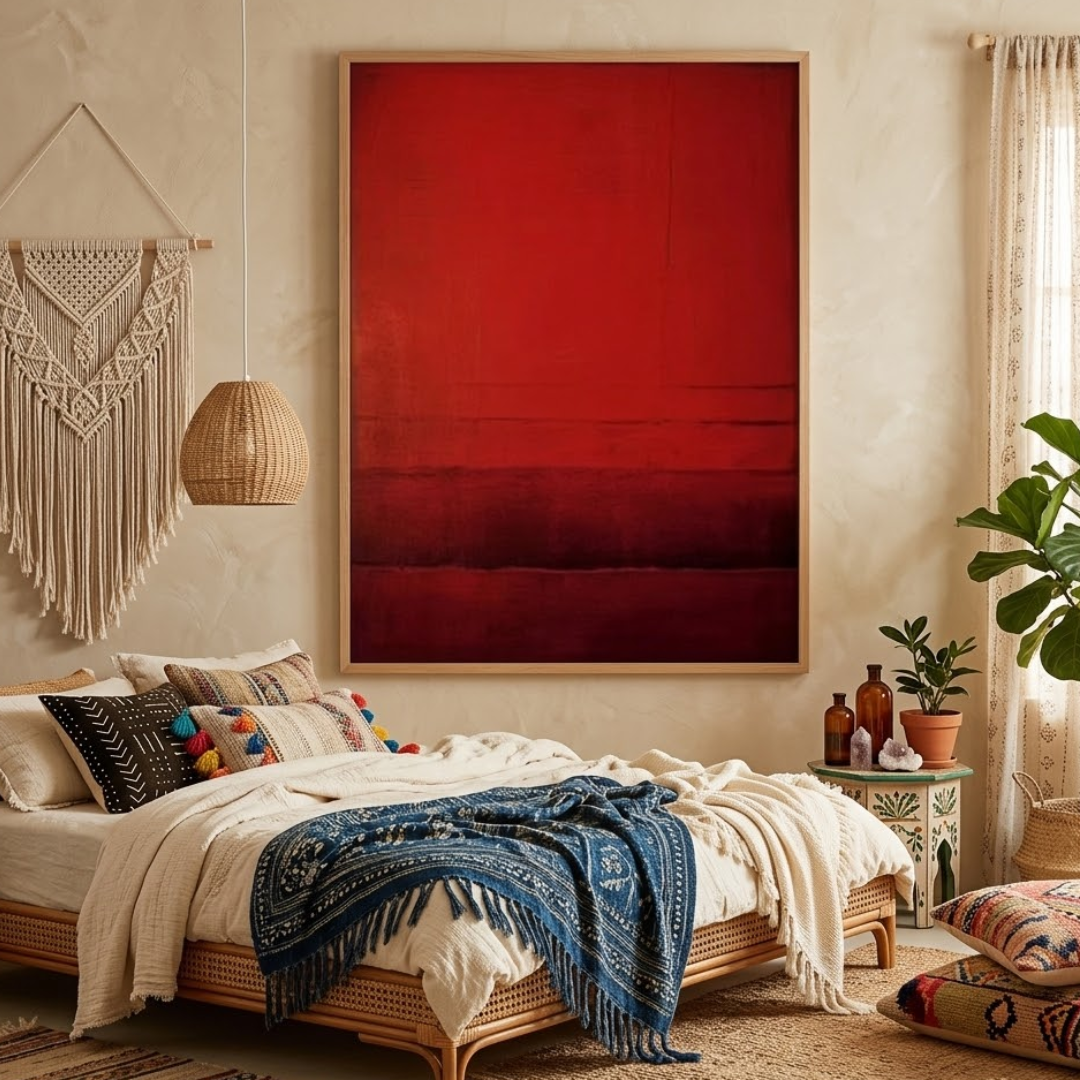 Solstice Whimsy Red Abstract Digital Wall Painting
