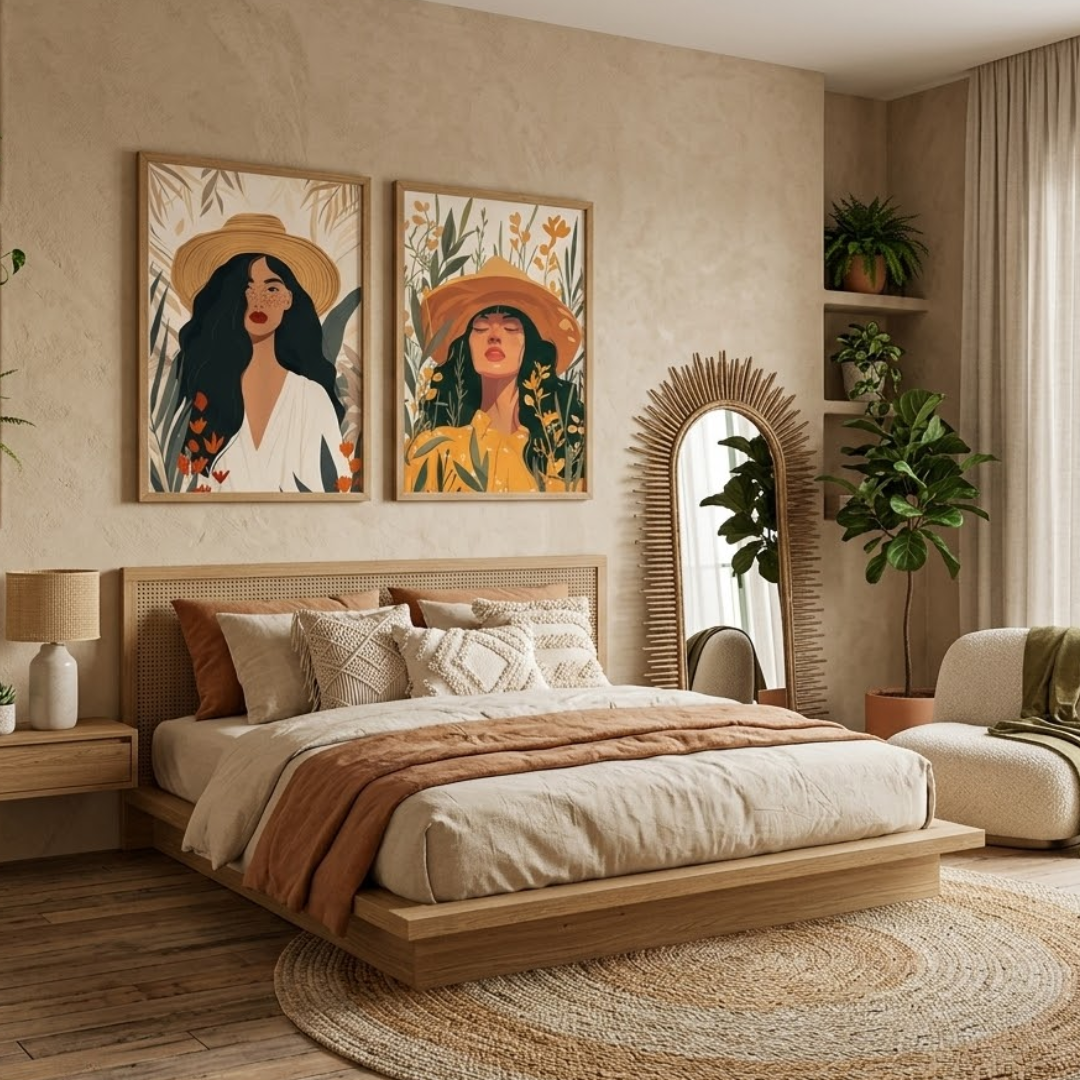 Bohemia Femme Art Digital Wall Paintings (set of 2)