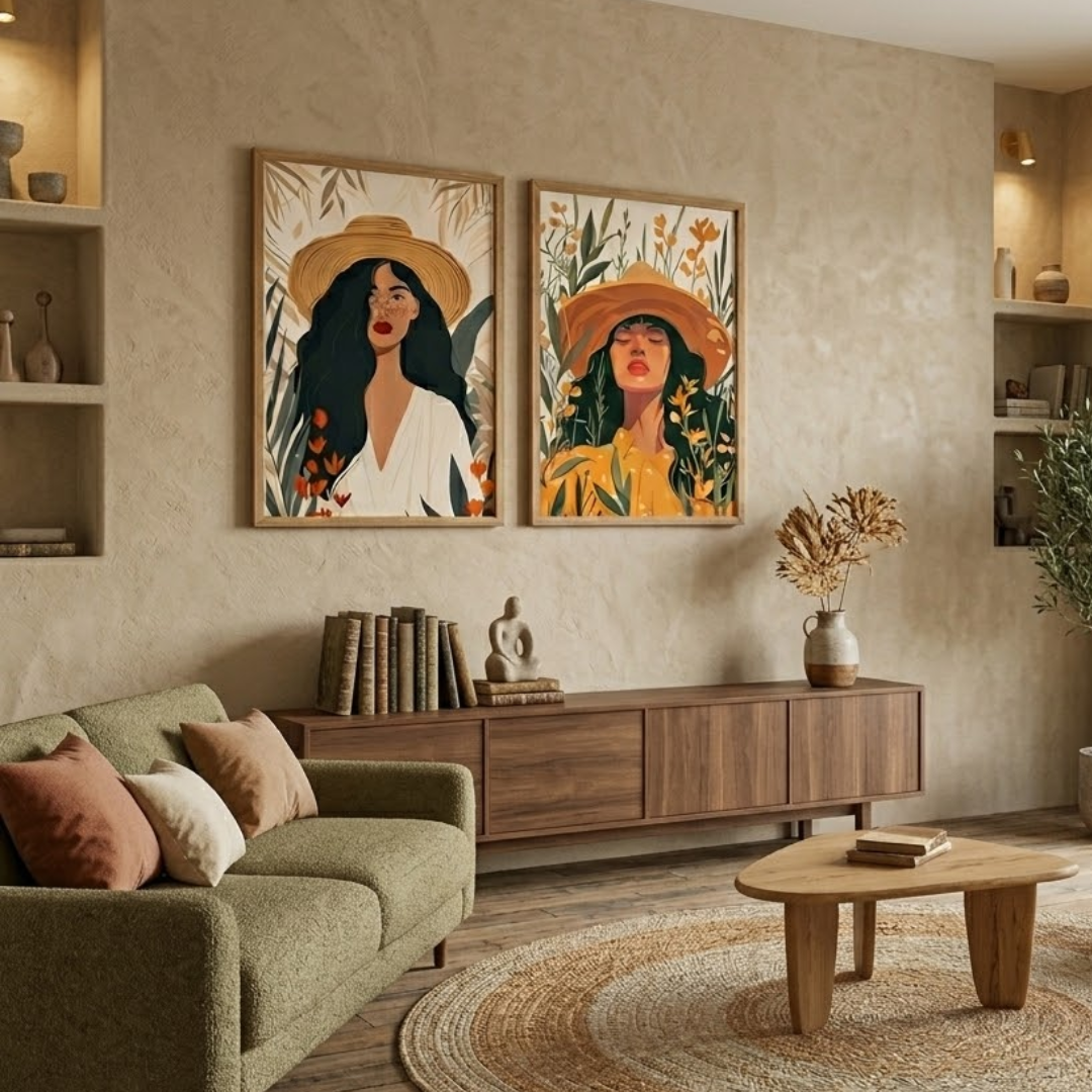Bohemia Femme Art Digital Wall Paintings (set of 2)