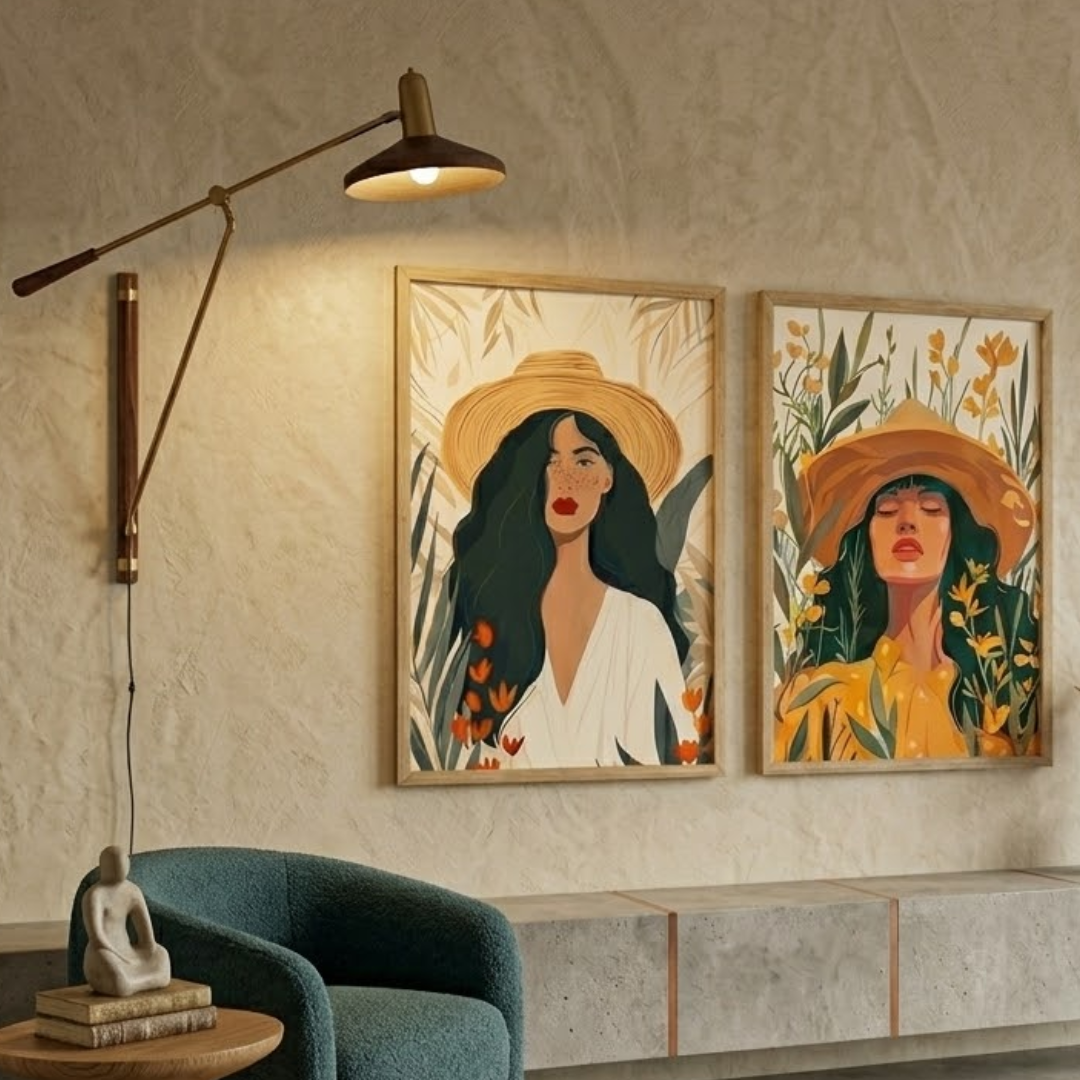Bohemia Femme Art Digital Wall Paintings (set of 2)
