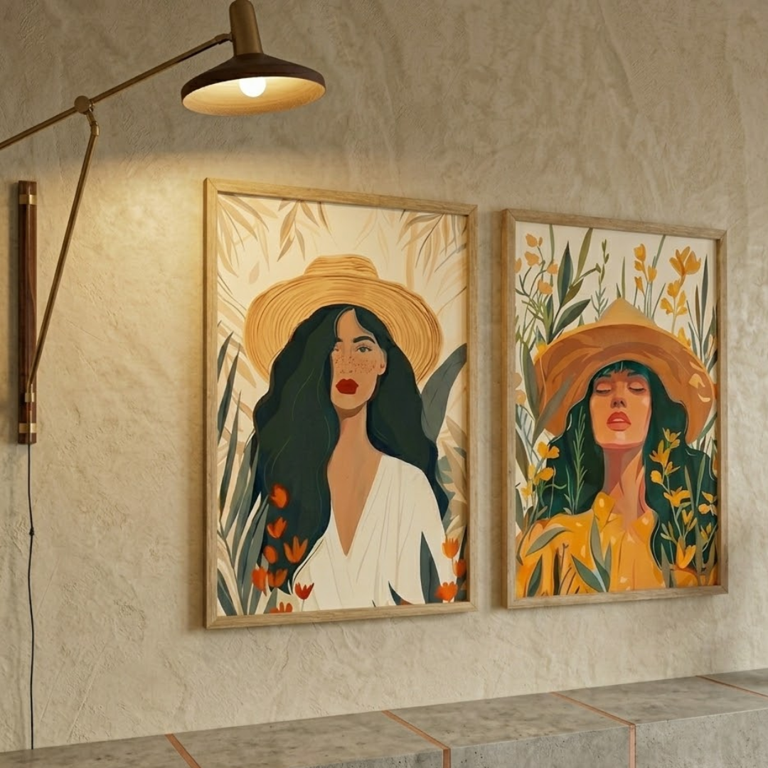 Bohemia Femme Art Digital Wall Paintings (set of 2)