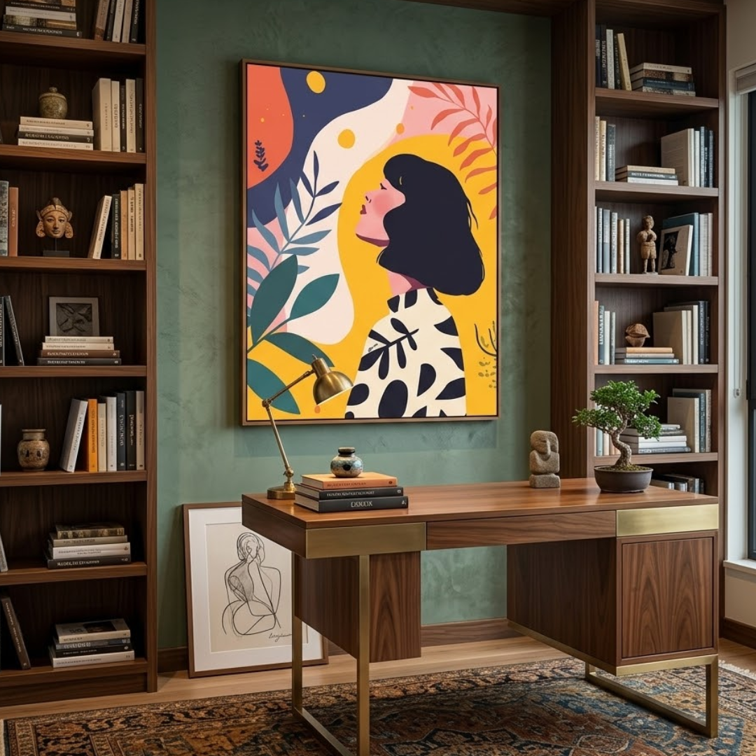 Ethereal Muse: Abstract Boho Woman Digital Wall Painting