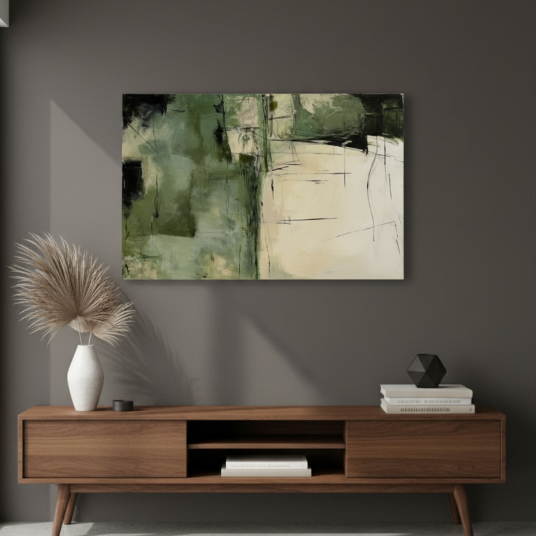 Emerald Drift Horizon Handmade Wall Painting
