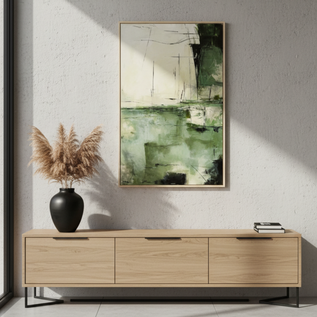 Emerald Drift Horizon Handmade Wall Painting