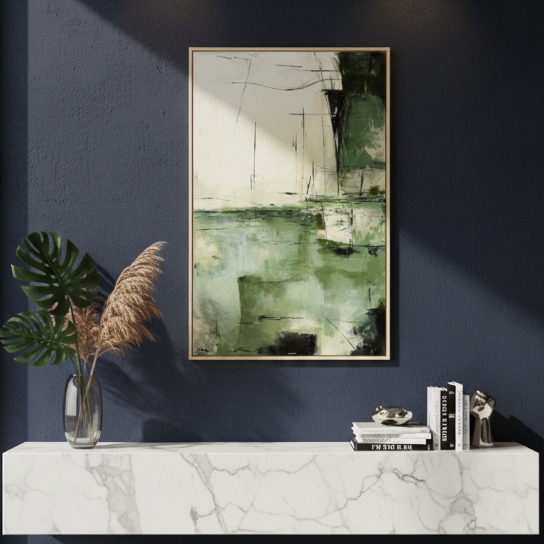 Emerald Drift Horizon Handmade Wall Painting