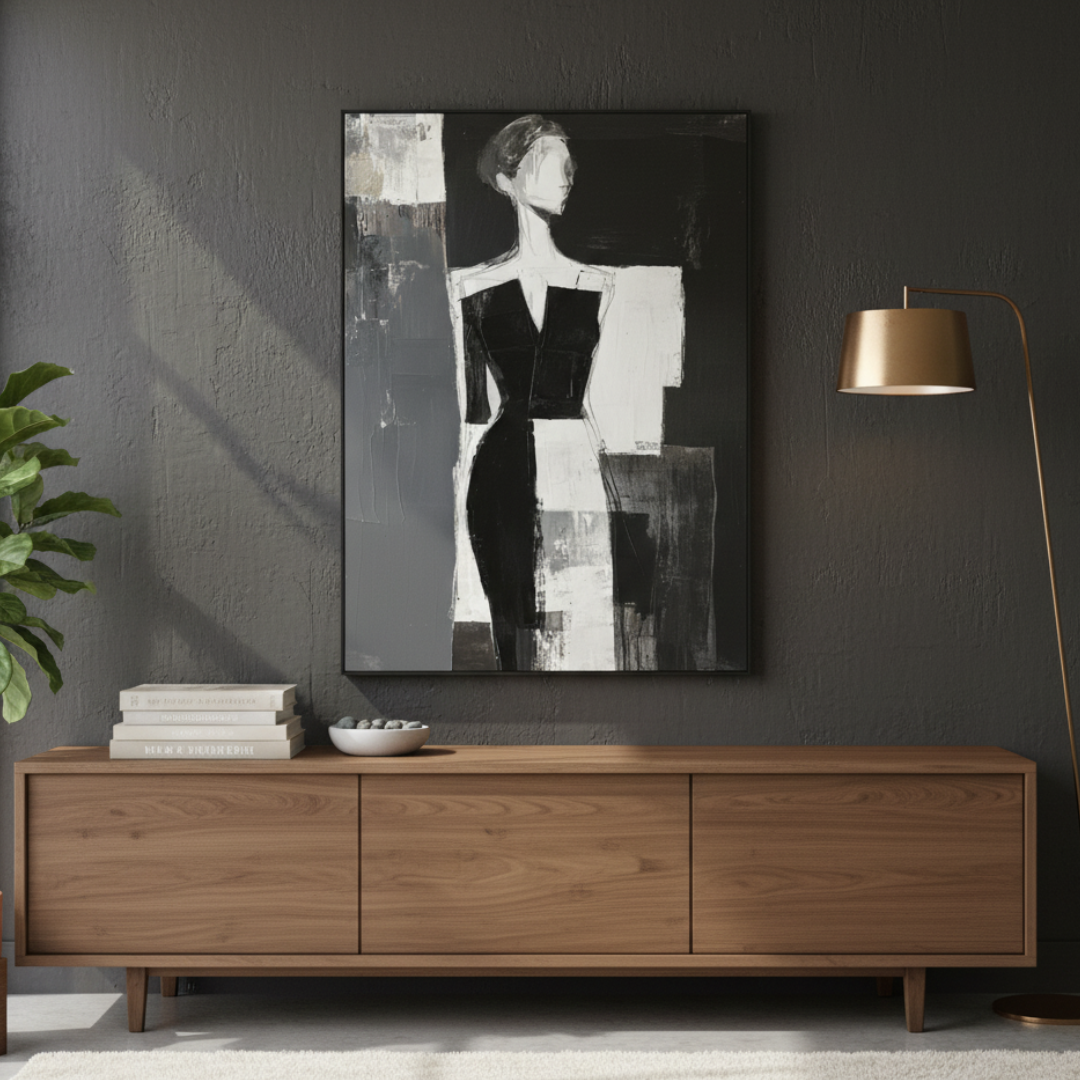 Abstract Muse Silhouette - Handmade Wall Painting