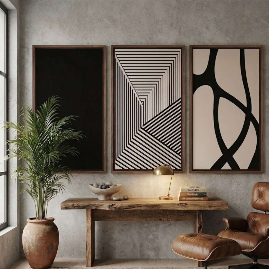 Eclipse Form Digital Wall Painting (Set of 3)