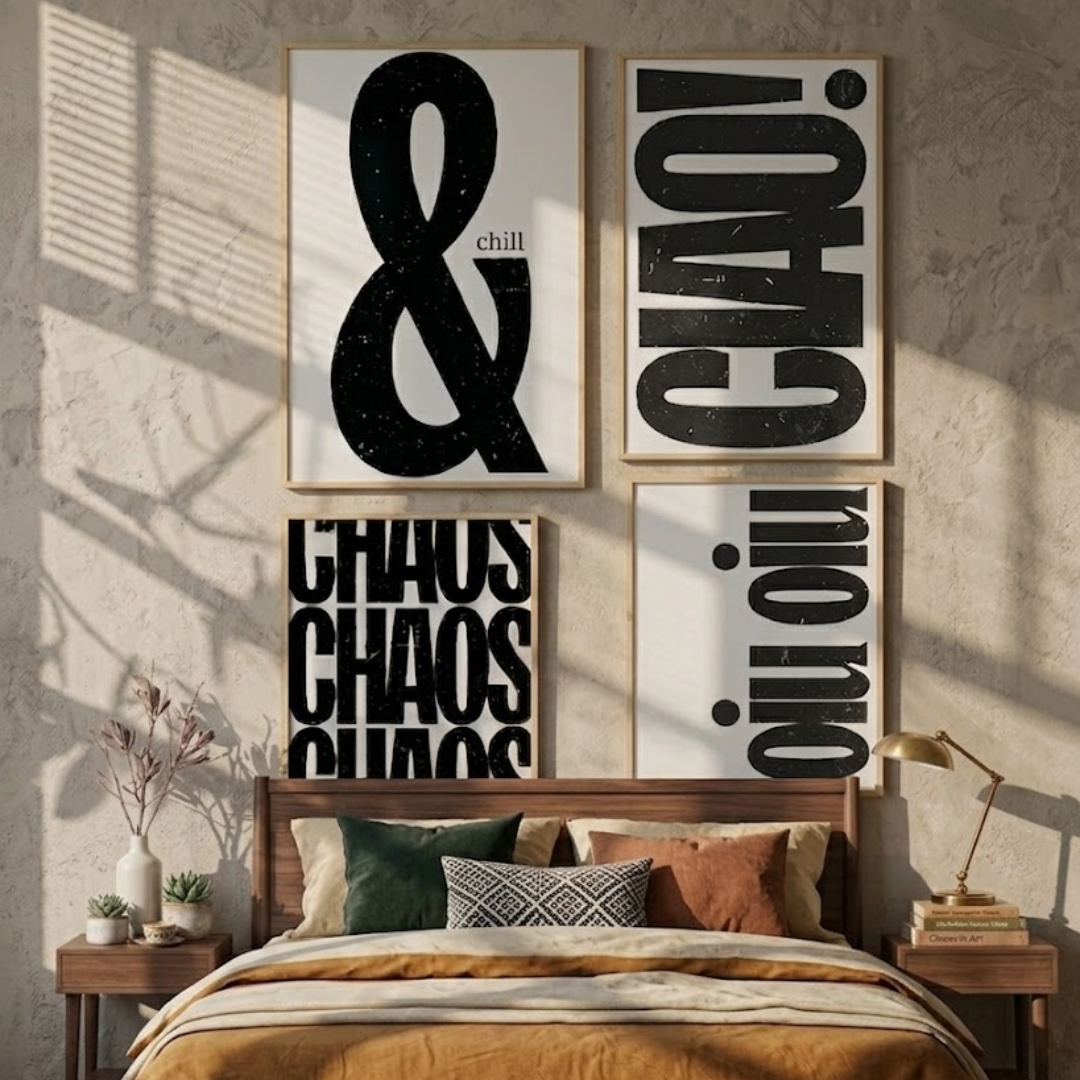 Urban Echo Typography Digital Wall Paintings (set of 4)