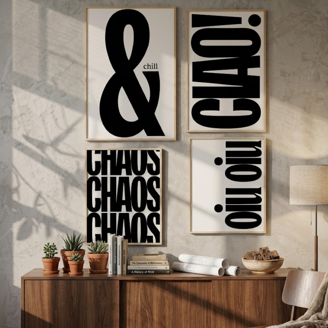 Urban Echo Typography Digital Wall Paintings (set of 4)