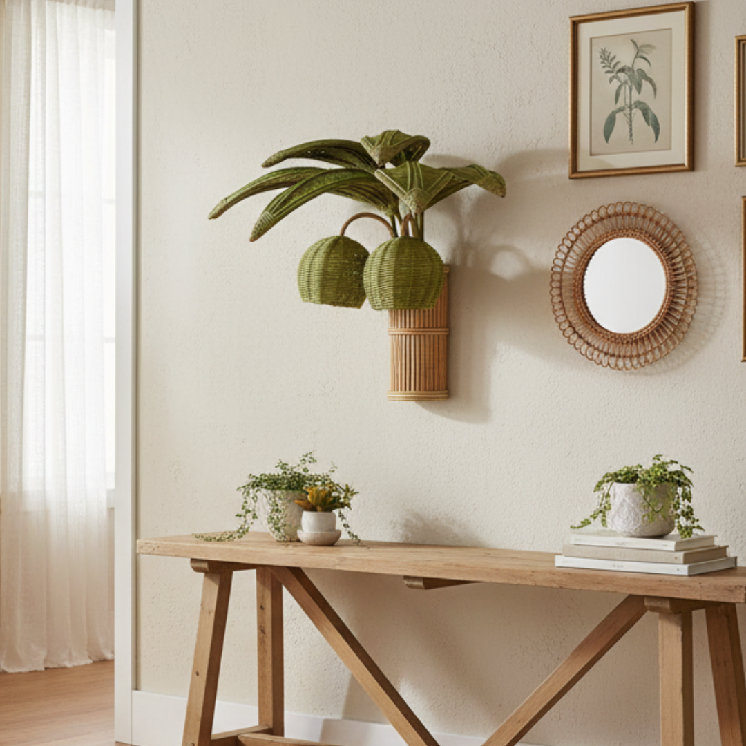 Palm Haven Rattan Sconce