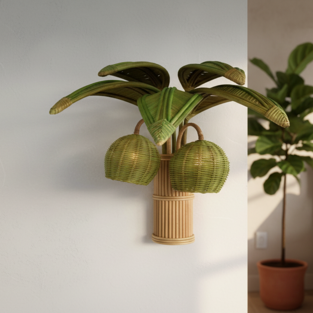 Palm Haven Rattan Sconce