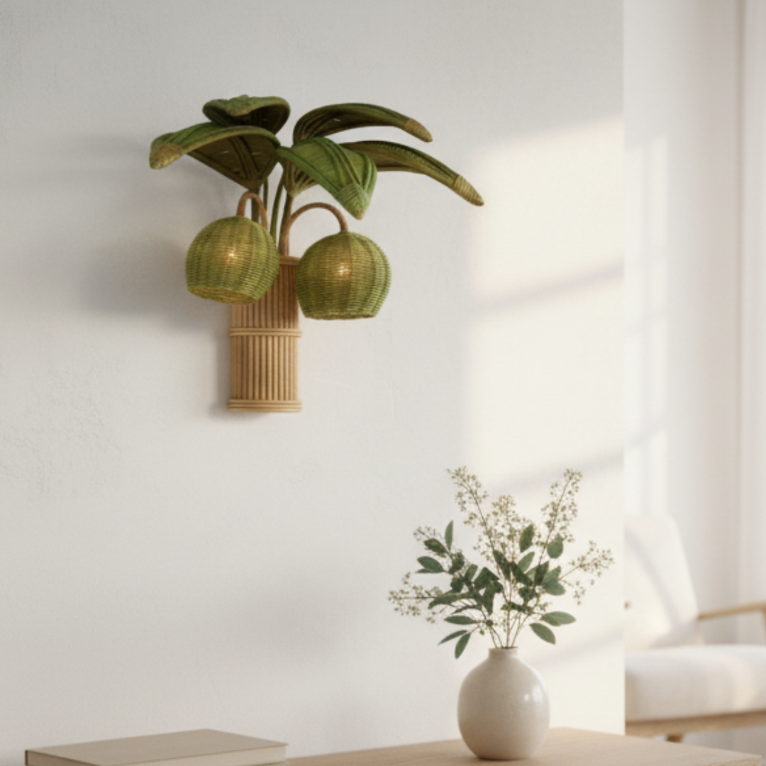 Palm Haven Rattan Sconce