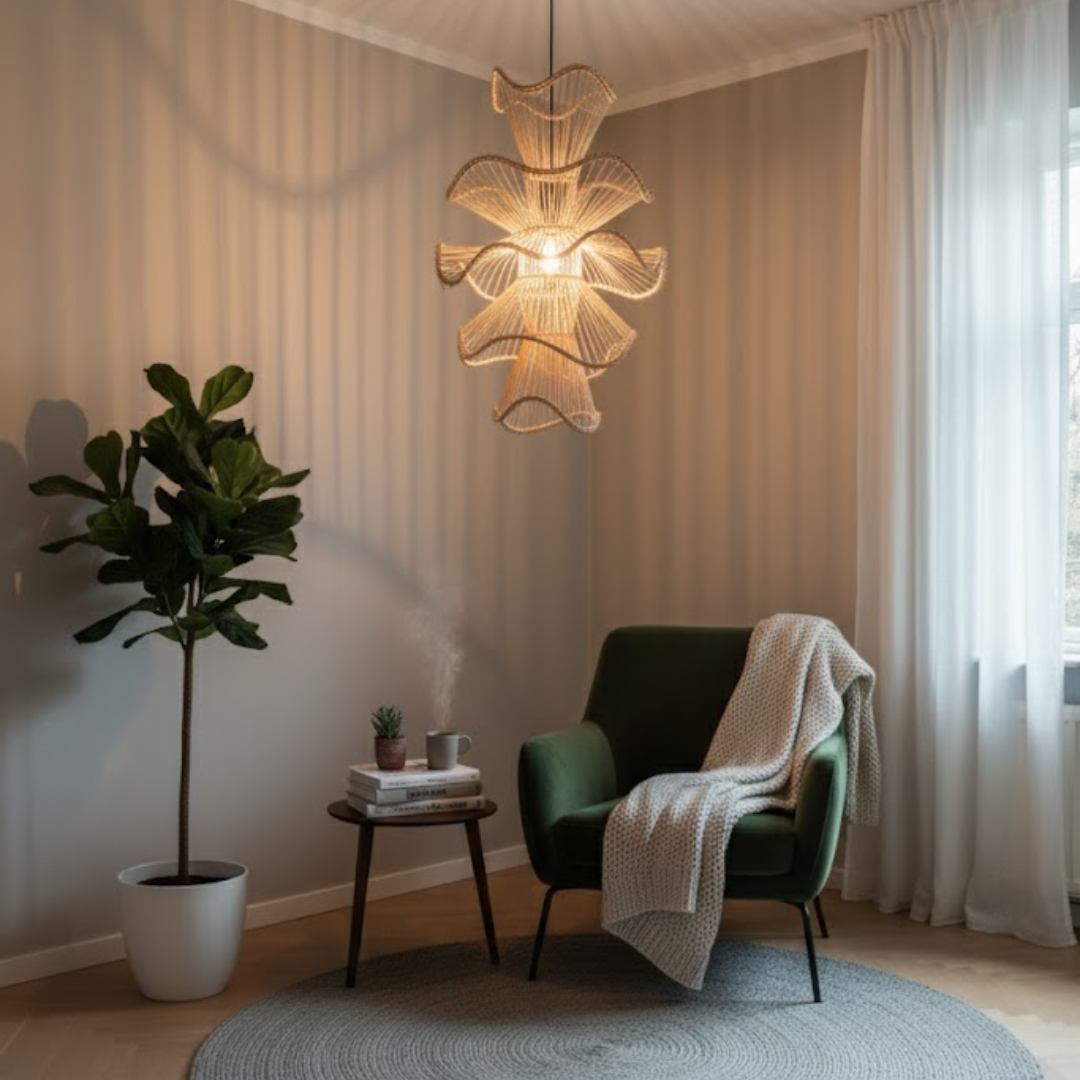 Coastal Rhapsody Tiered Rattan Chandelier