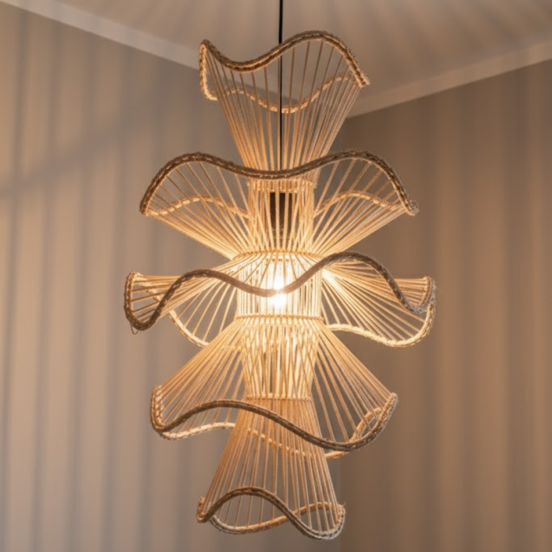 Coastal Rhapsody Tiered Rattan Chandelier