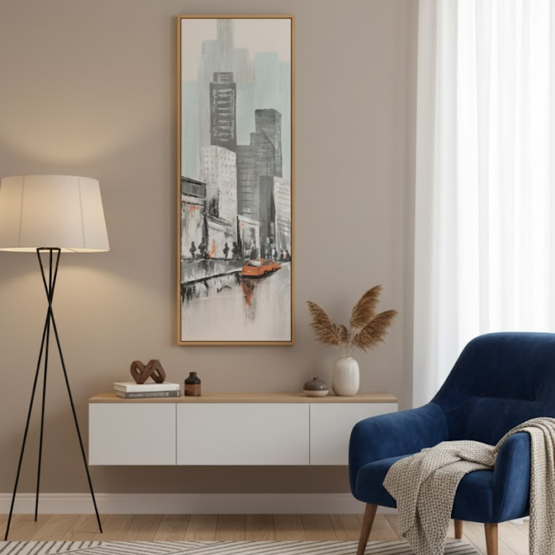 Urban Reverie Cityscape Handmade Textured Wall Painting