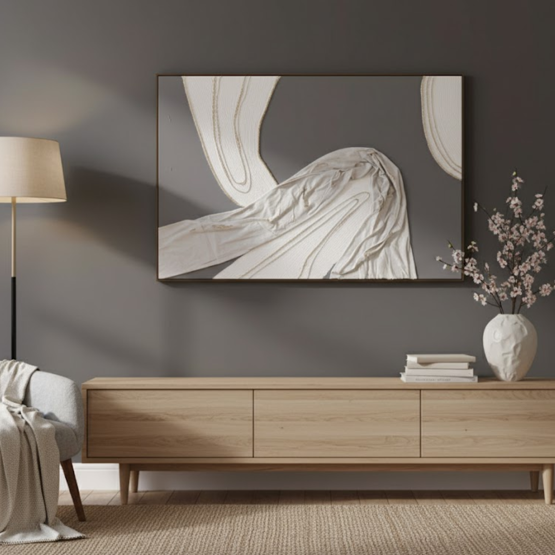 Whispered Currents Handmade 3D Textured Wall Painting